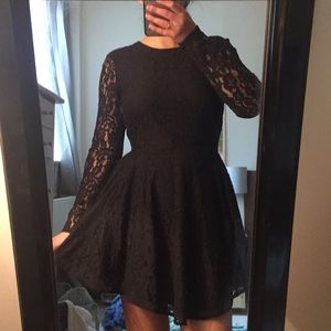 Black lace skater dress